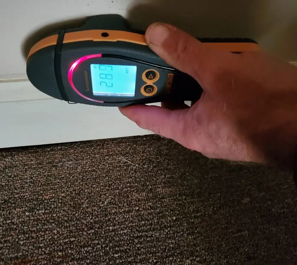 Moisture detection at baseboard during Burst Pipe Cleanup in Pensacola Station